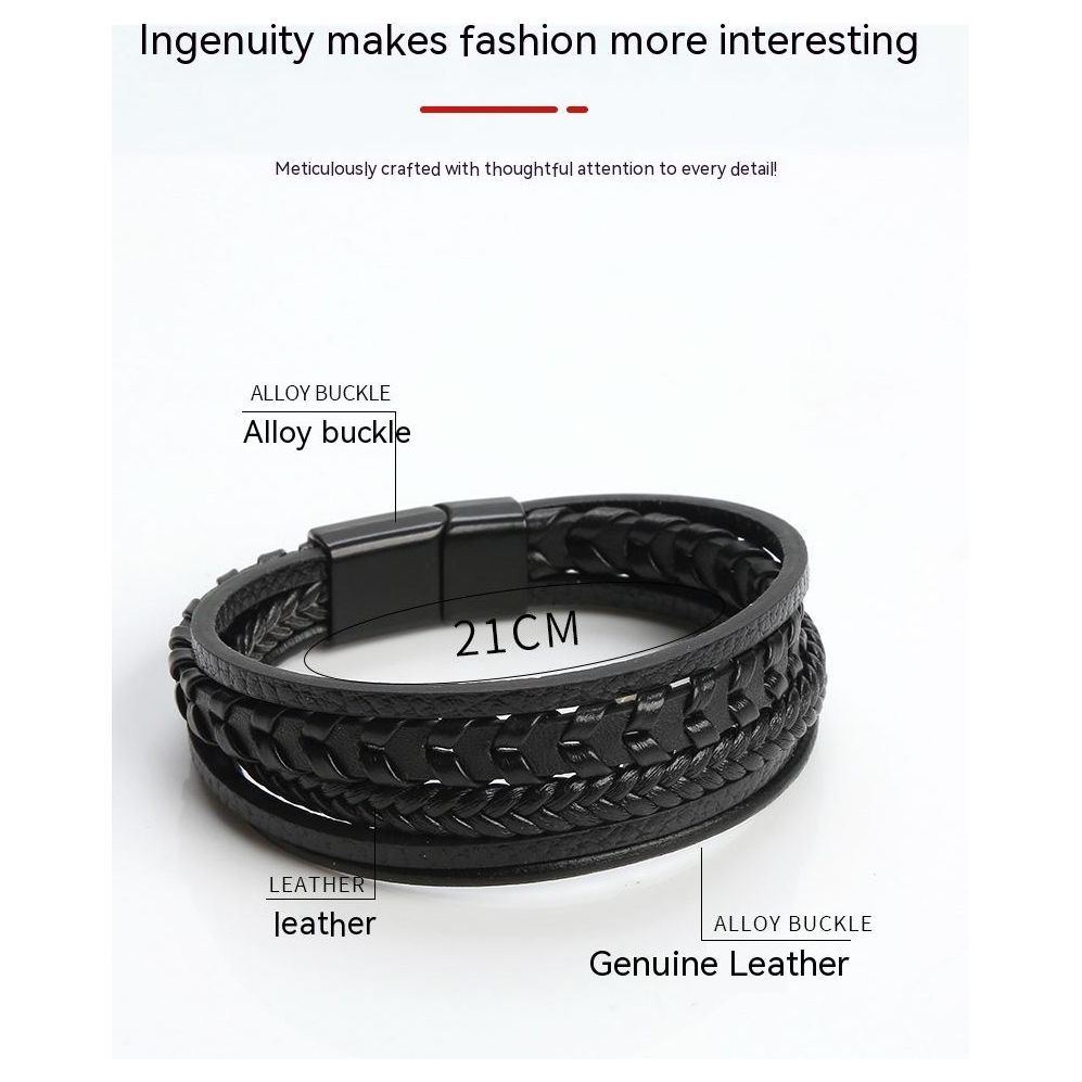 Fashion Jewelry Multi-layer Leather Rope Woven Bracelet - Jointcorp