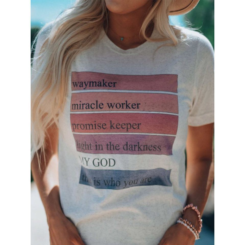 Printed Pattern Short Sleeve Loose T-shirt