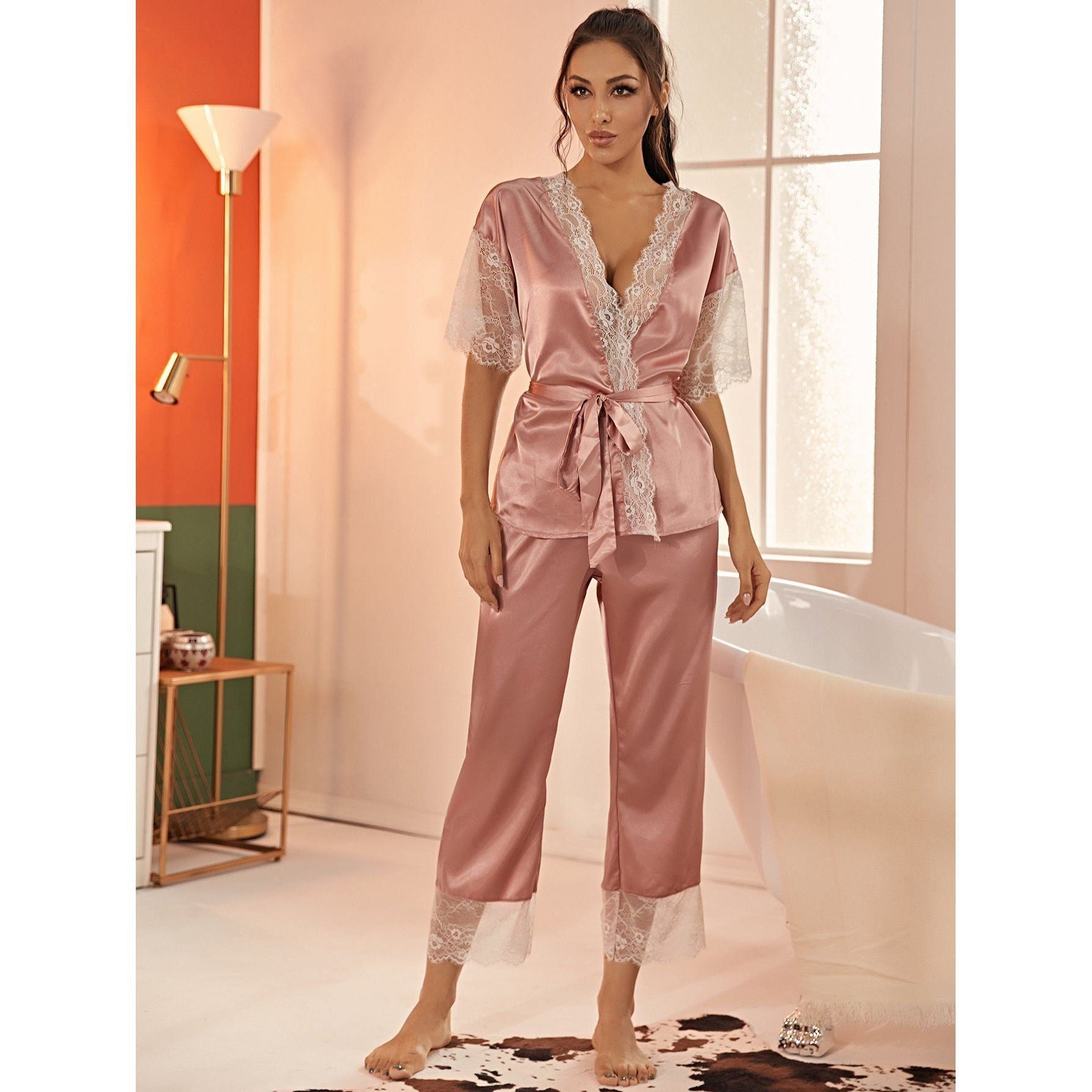 Silk Pajamas Suit For Home And Leisure - Jointcorp