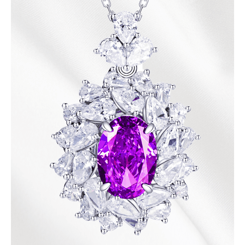 S925 Silver Cubic Zirconia Purple Necklace Women - Jointcorp