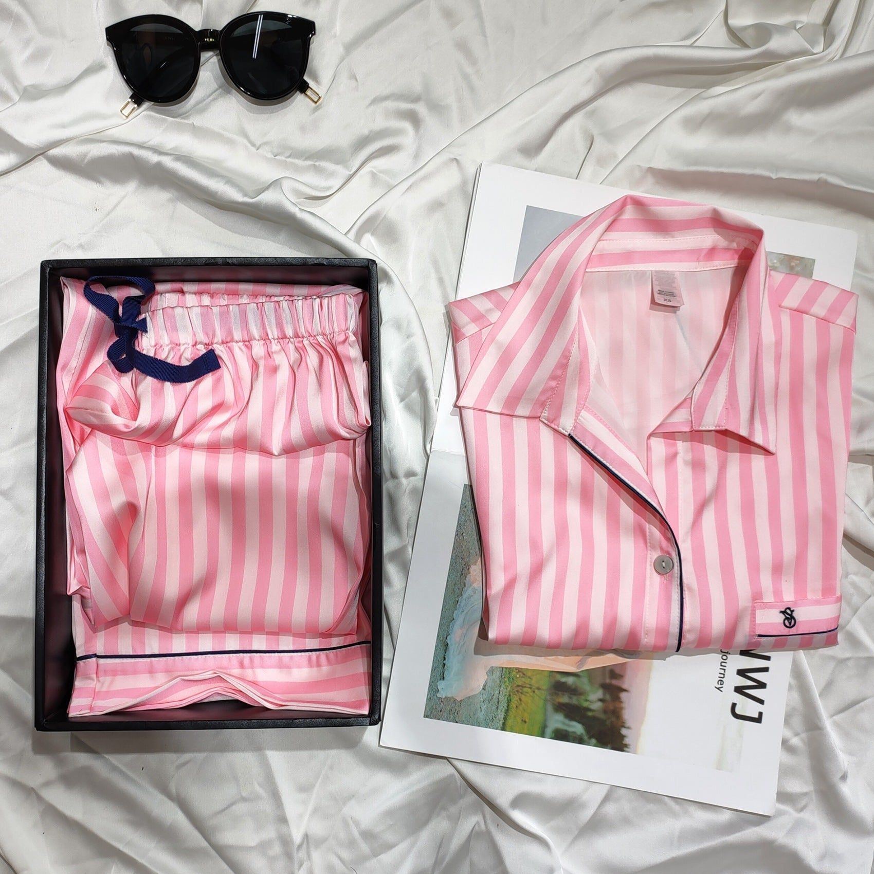 Pajamas Set Satin Silk Cardigan Long Sleeves for Women - Jointcorp