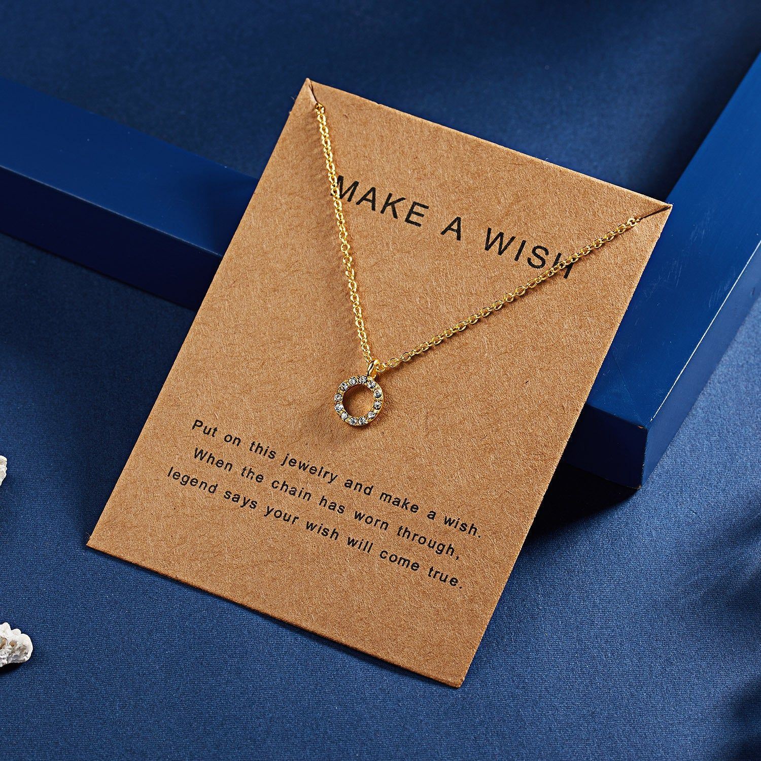 Paper Card Inlaid Diamond Hollow Circular Pendant With Collarbone Chain - Jointcorp