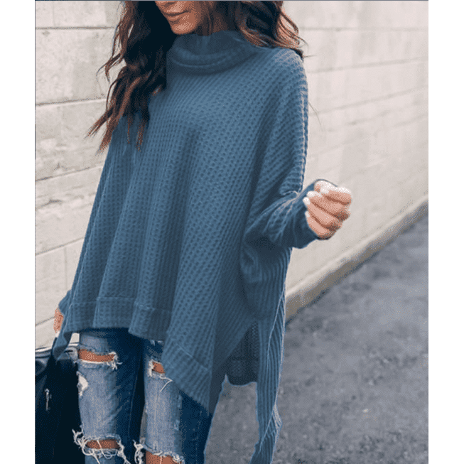Autumn New Fashion High Collar Long Sleeve Irregular Women's Top Sweater - Jointcorp