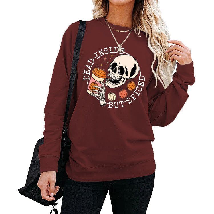 Winter Amazon Print Round Neck Long Sleeve Sweater