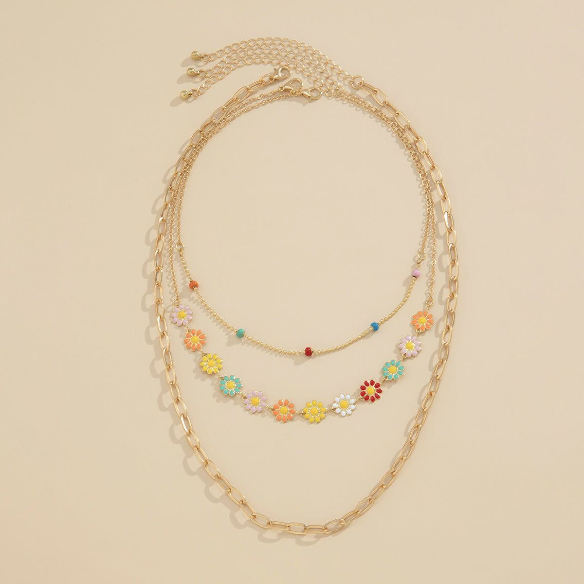 Retro Simple Ethnic Style Color Little Daisy Necklace - Jointcorp