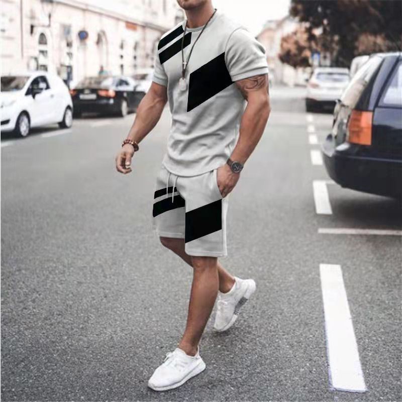 Men's Loose Fashion Casual Round Neck T-shirt Two-piece Set - Jointcorp
