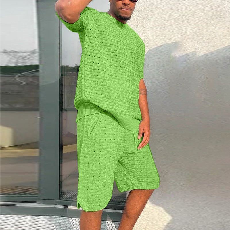 Men's Summer Suit Fashion Loose Men 2 Pieces Outfit Summer Hippie Shirt And Short Set - Jointcorp