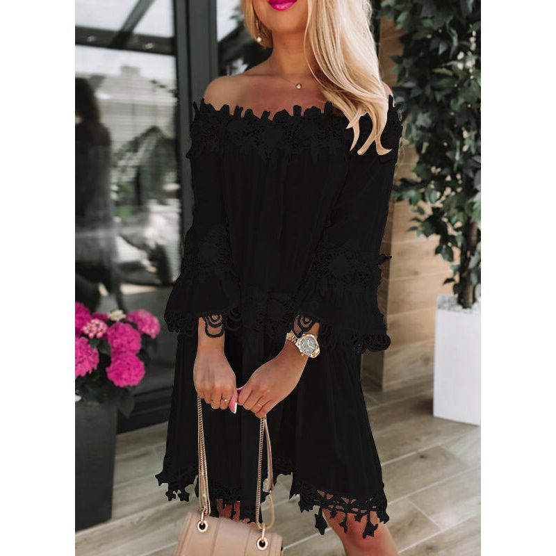 New European And American Tube Top Off Shoulder Lace Dress - Jointcorp