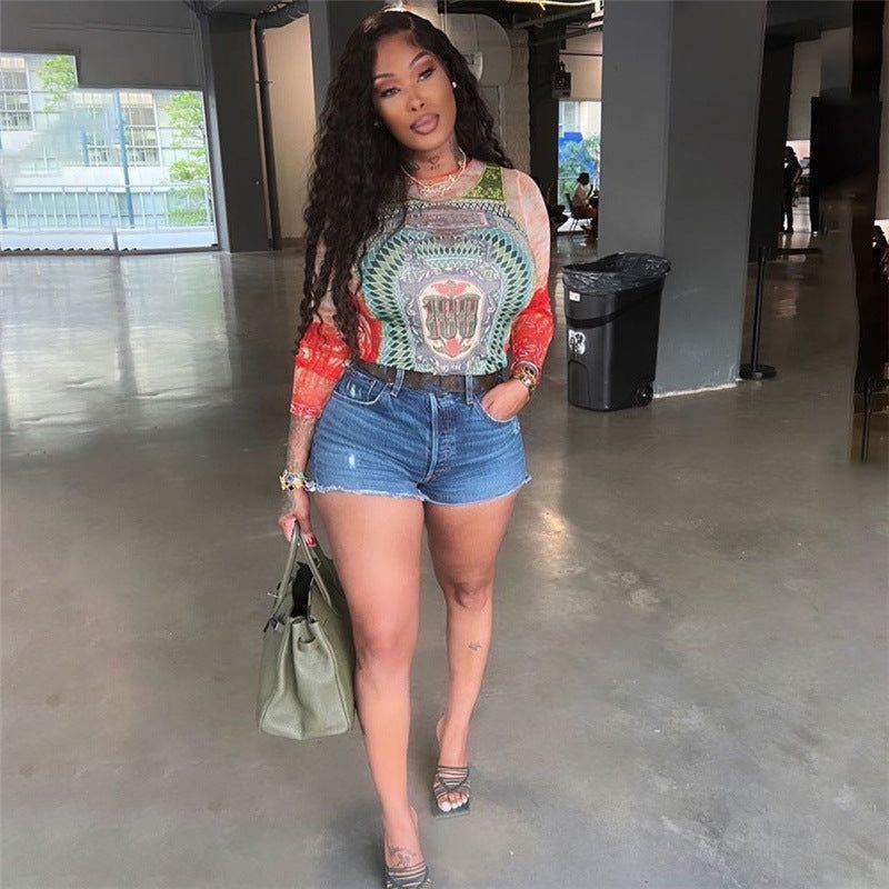 Temperament Commute Fashion Printed Street Shot Slim Fit Breathable Long Sleeves - Jointcorp