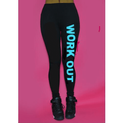 Letter printed cotton leggings mid-rise cropped pants yoga pants - Jointcorp