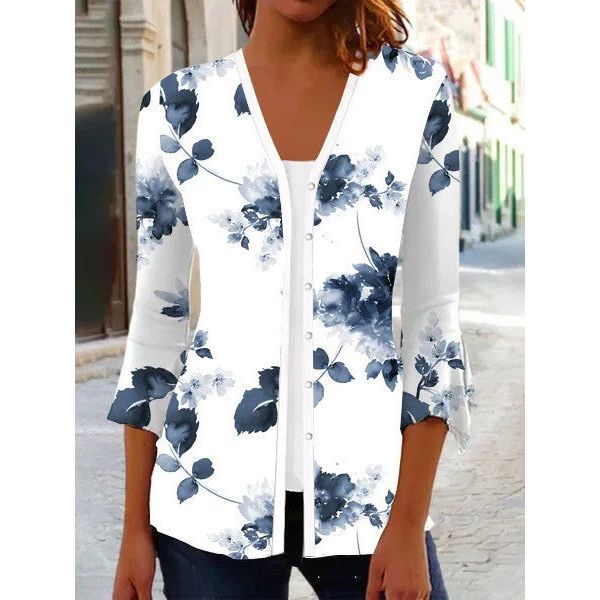 Printed Quarter Sleeved Cardigan Knit