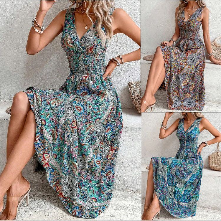 Women's Clothing Cross-border AliExpress New Fashion Temperament High Waist Sleeveless Bohemian Dress - Jointcorp