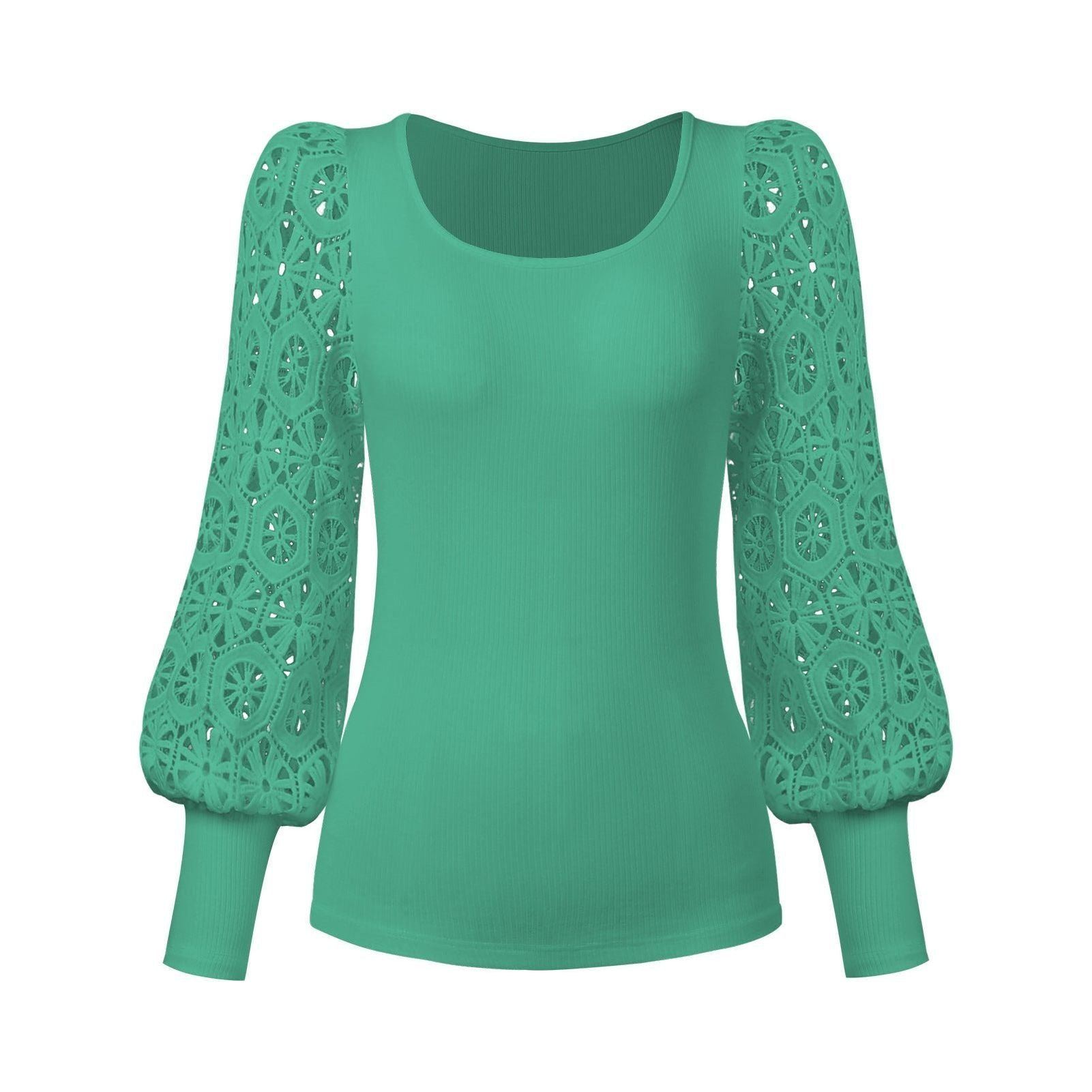 New Fashion Lace Long Sleeve Pullover Small Sunken Stripe T-shirt