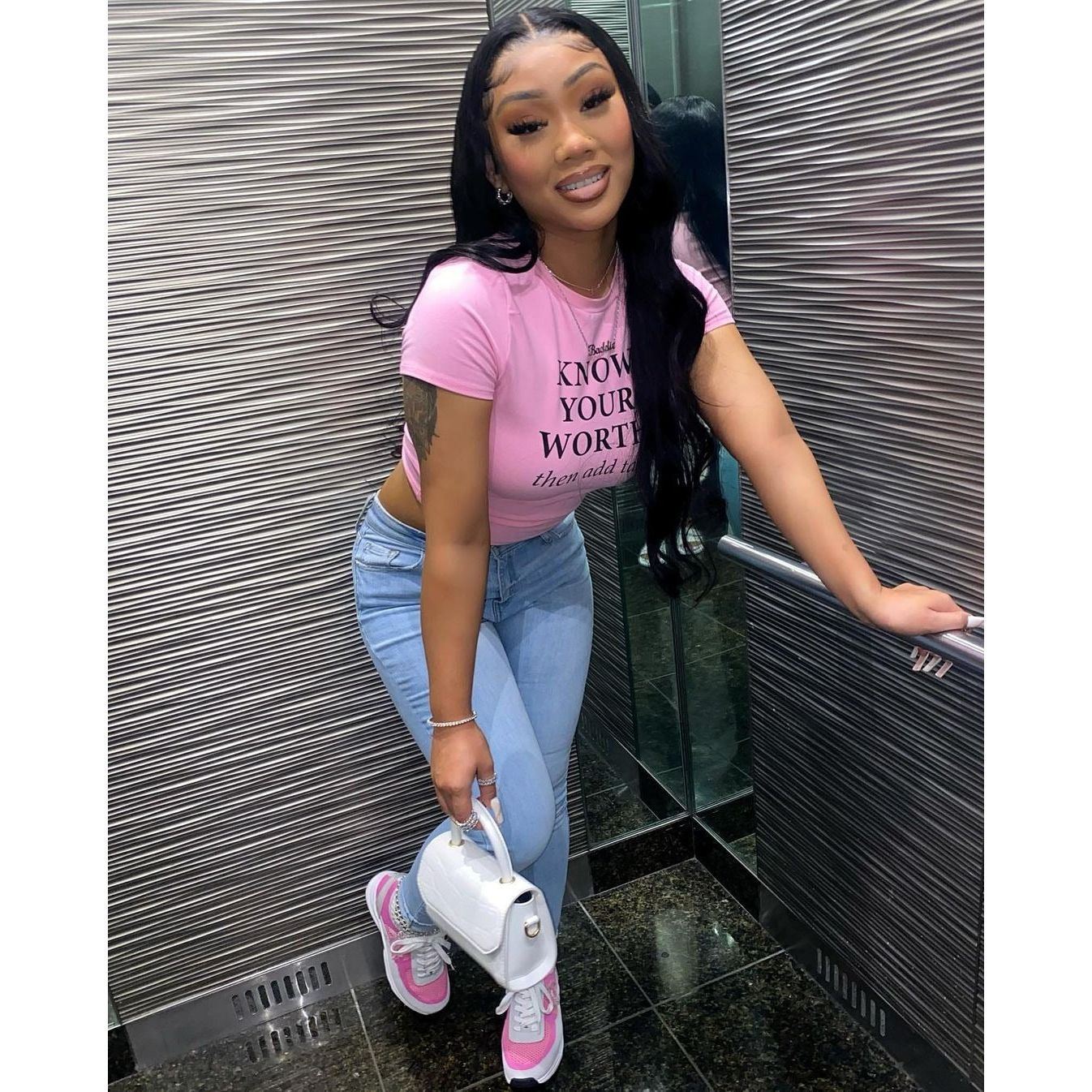 Summer New European And American Women's Clothing Letters Fashion Print Round Neck Short Top