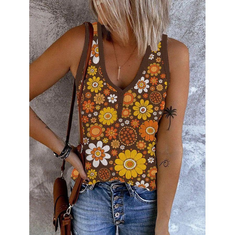 Printed Cotton Retro Straps Vest