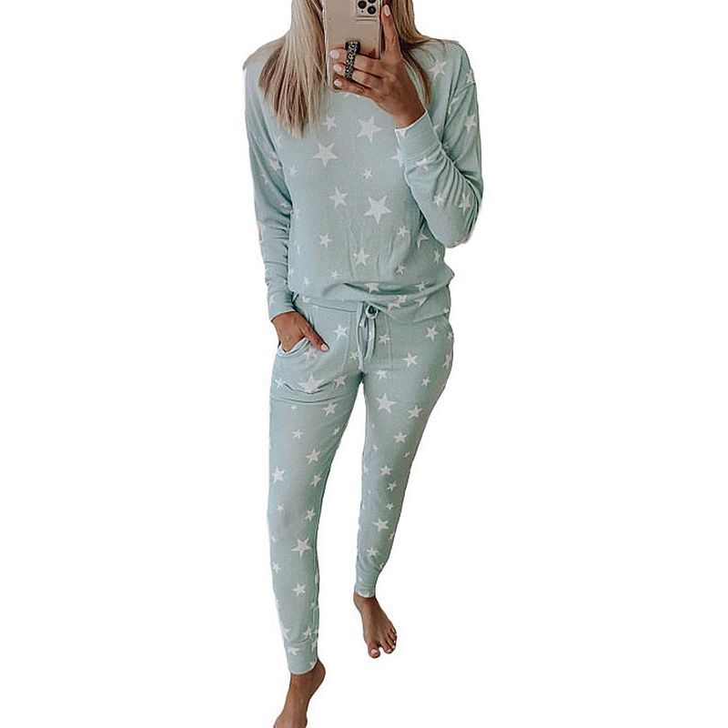 Printed Long-Sleeved Casual Home Service Suit Pajamas Women - Jointcorp