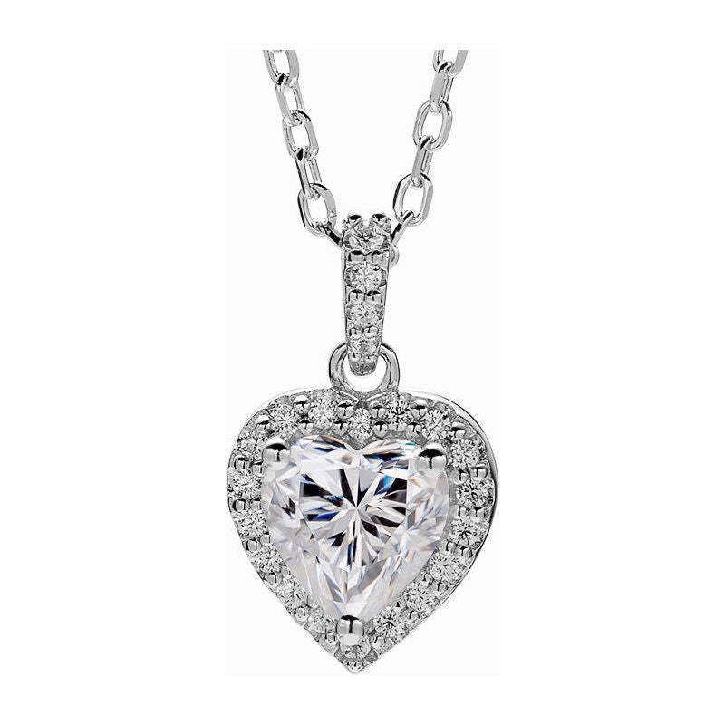 European And American Fashion Heart-shaped Mosang Stone Necklace Women - Jointcorp