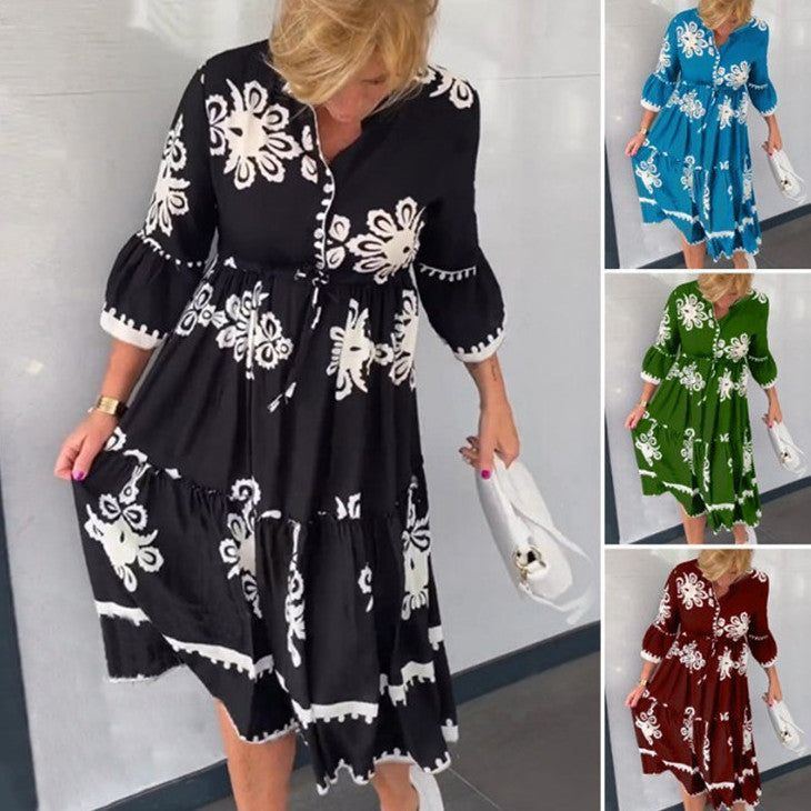 Women's European And American Printed Dress - Jointcorp