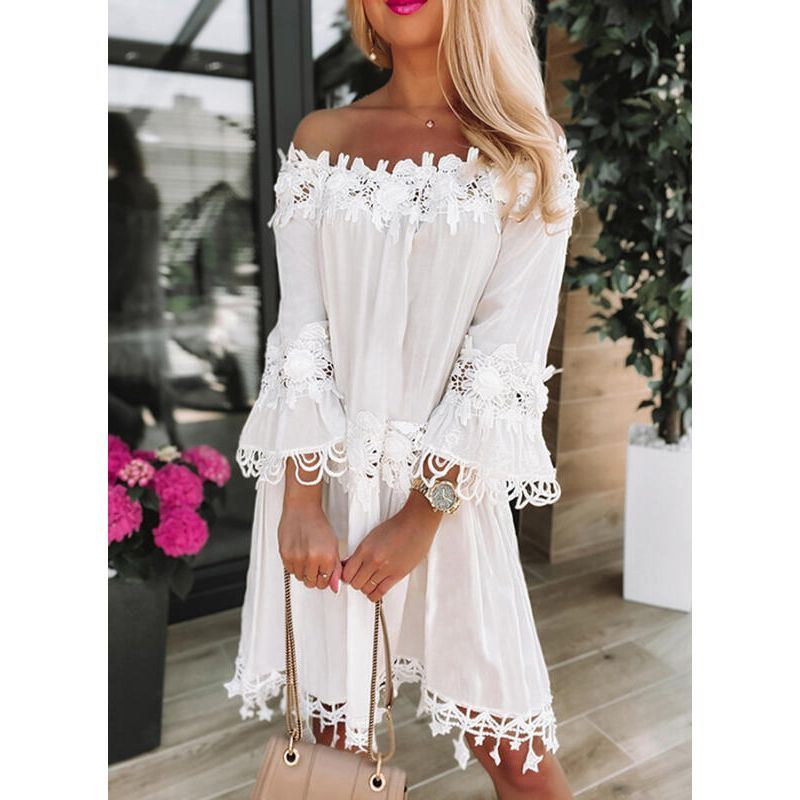 New European And American Tube Top Off Shoulder Lace Dress - Jointcorp