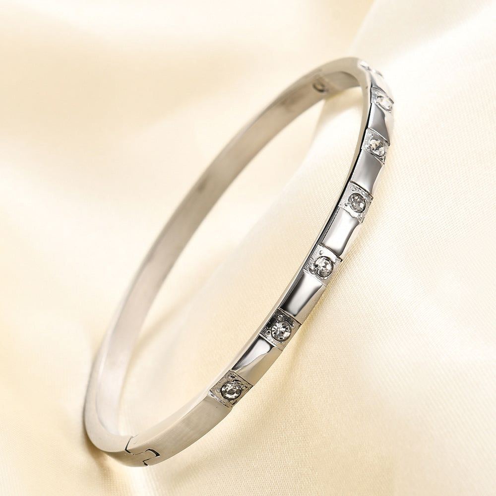 All-match Inlaid Zirconium Bracelet Fashion Couple Simple Bracelet - Jointcorp