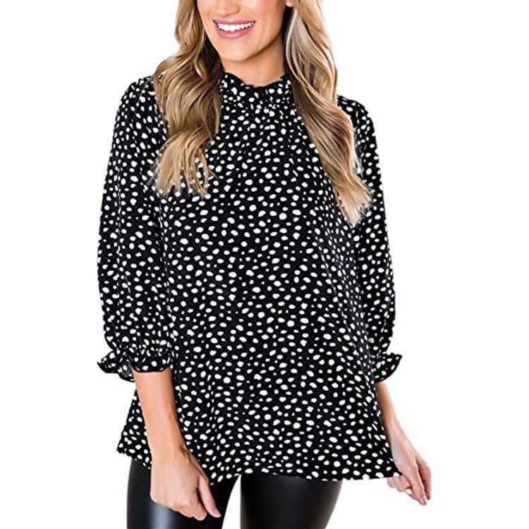 Women Top Casual Floral Print Long Sleeve Pleated Loose Little-girl Style Clothes Shirt - Jointcorp