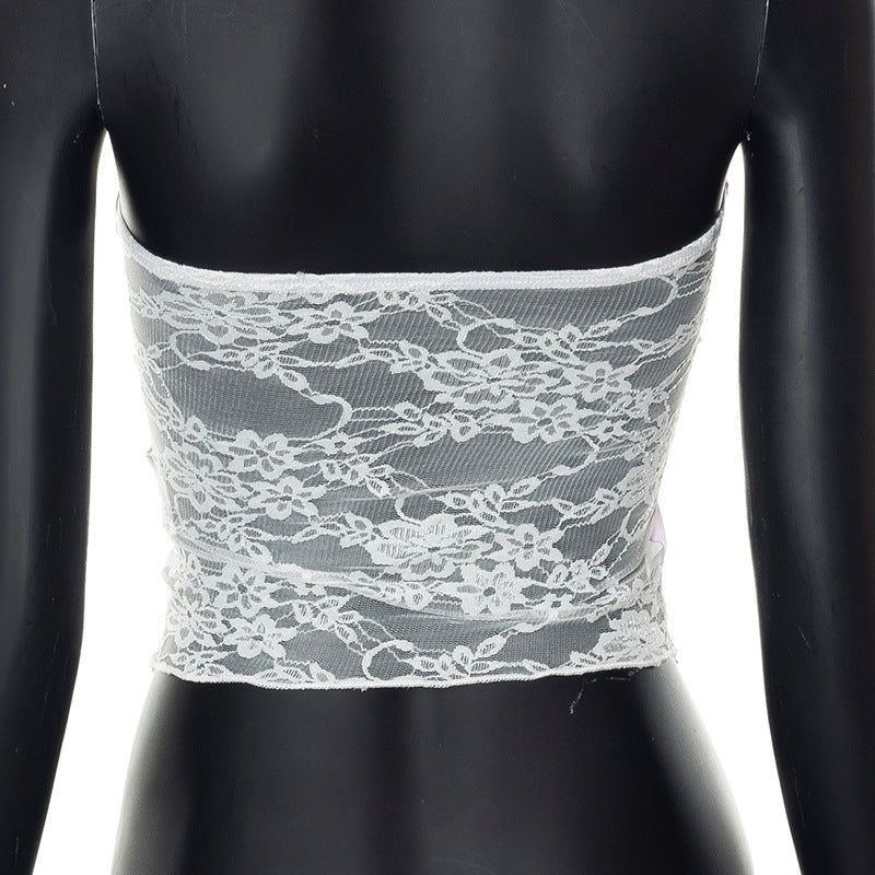 Sleeveless Printed Lace Umbilicus Lace-up European And American Women's Blouse