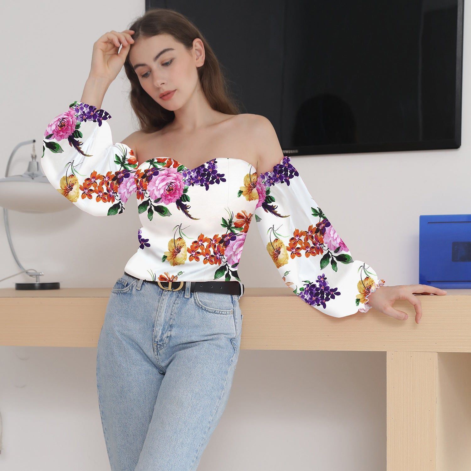 Off Shoulder Collar Wrapped Around Chest