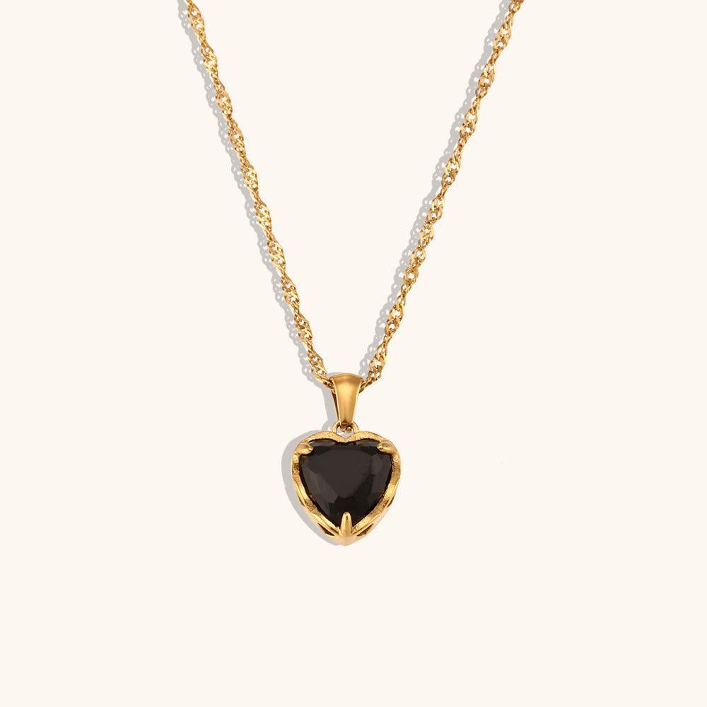 Heart-shaped Zircon Pendant Clavicle Chain Niche Gold Necklace Ornament - Jointcorp