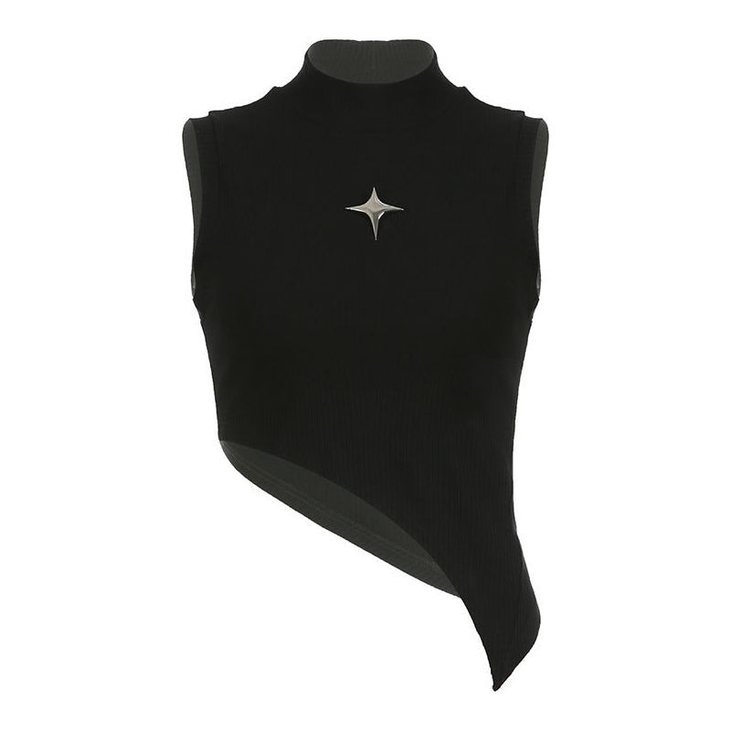 Metal Five-pointed Star High Neck Irregular Slimming Base Vest