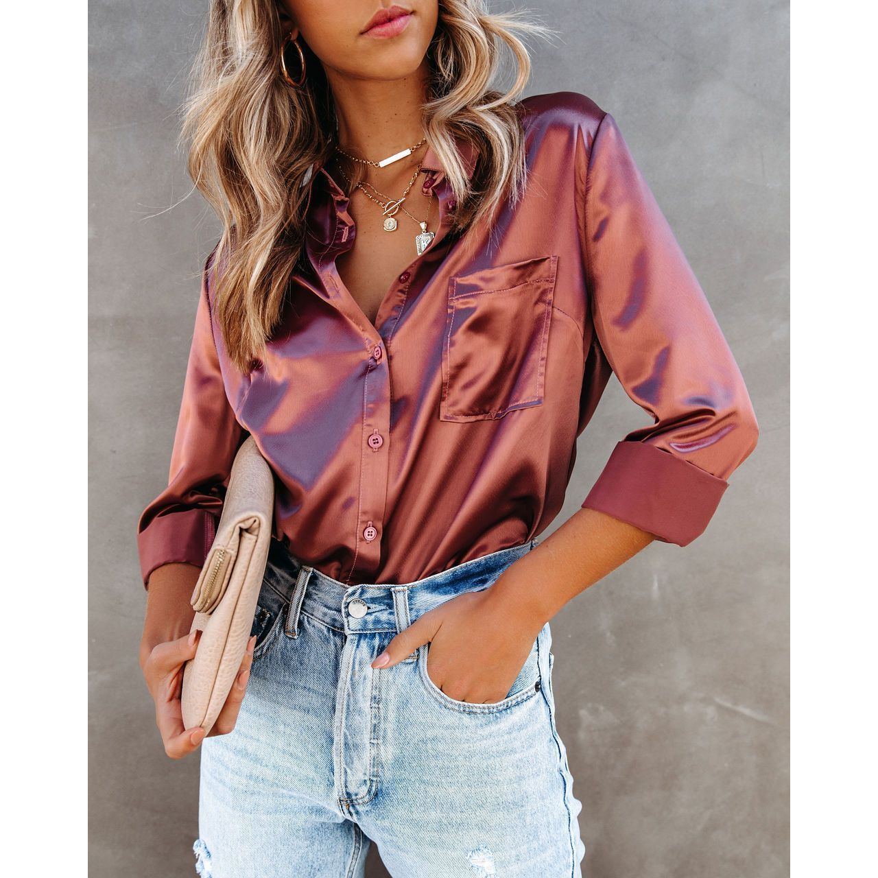 Solid Color Long-sleeved Temperament Commuter Fashion Shirt - Jointcorp