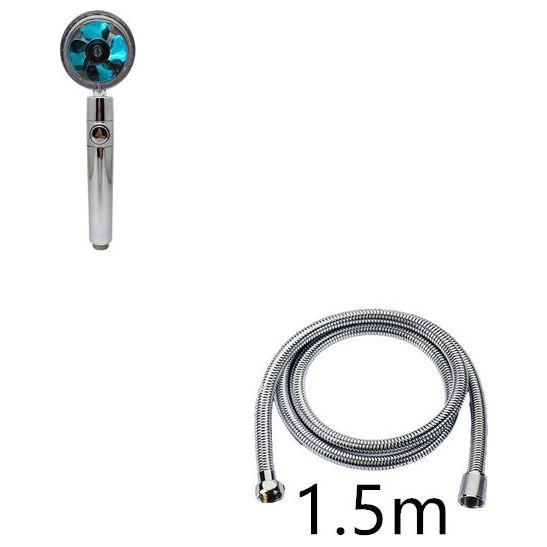 Propeller Driven Shower Head With Stop Button And Cotton Filter Turbocharged High Pressure Handheld Shower Nozzle