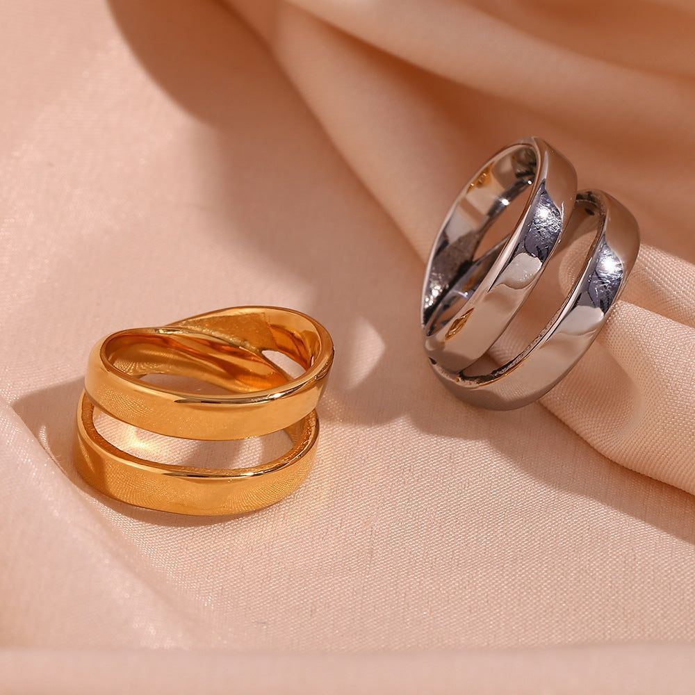 Simple double cross ring-gold color - Jointcorp