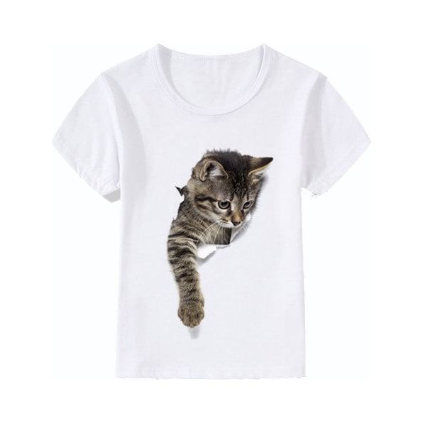 Casual Short-sleeved Cat 3d Printed Children's T-shirt