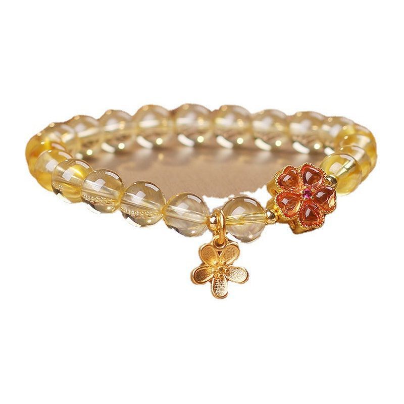 Women's Natural Citrine Fresh Flower Pendant Bracelet - Jointcorp
