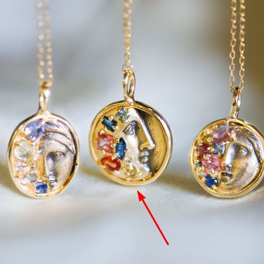 Literary Retro Greek Mythology Color Zirconium Mogul Art Necklace - Jointcorp