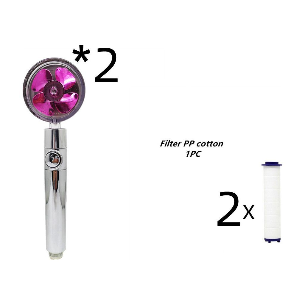 Propeller Driven Shower Head With Stop Button And Cotton Filter Turbocharged High Pressure Handheld Shower Nozzle