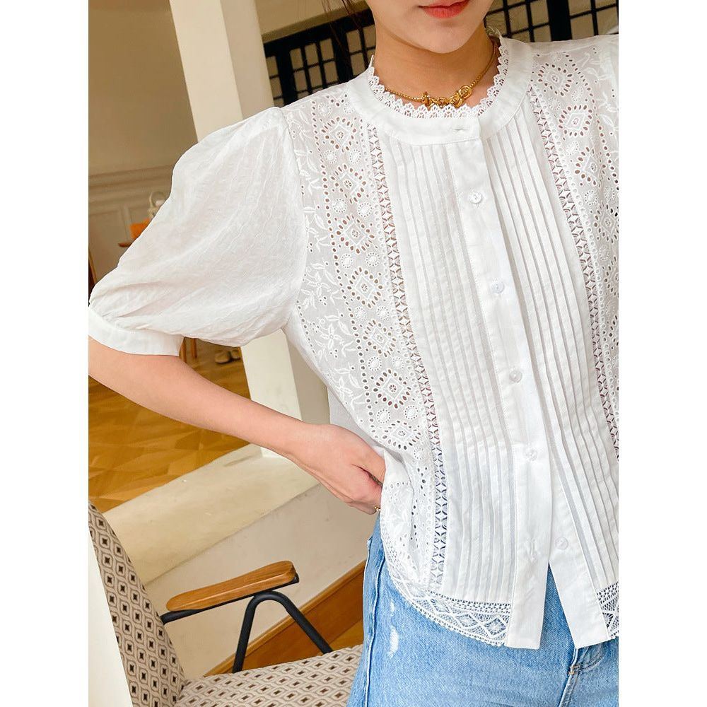 European And American New Women's French White Embroidered Shirts - Jointcorp