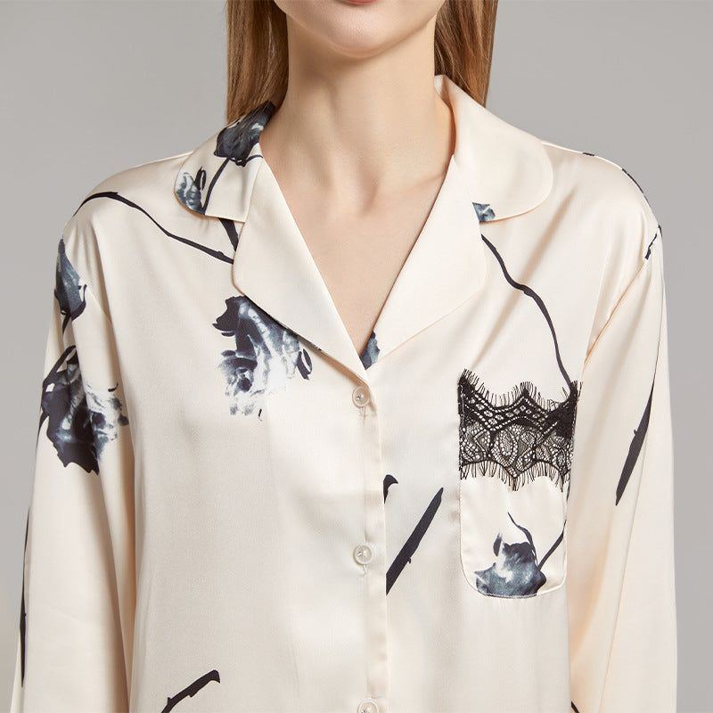 Women's Fashion Indoor Cool Feeling Ice Silk Pajamas Set - Jointcorp