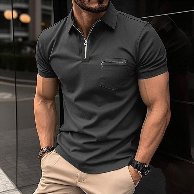 Men's Sports Polo Shirt With Zipper Pocket - Jointcorp