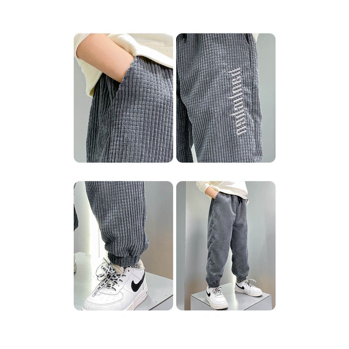 Boys' Casual Pants Thickened Plus Velvet Middle-aged Kids