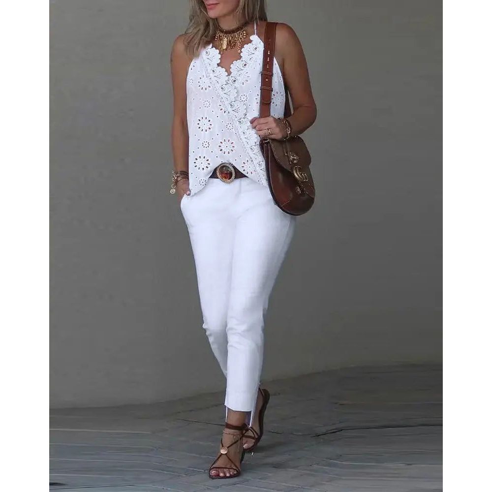 Summer Retro Lace Cutout Camisole For Women - Jointcorp