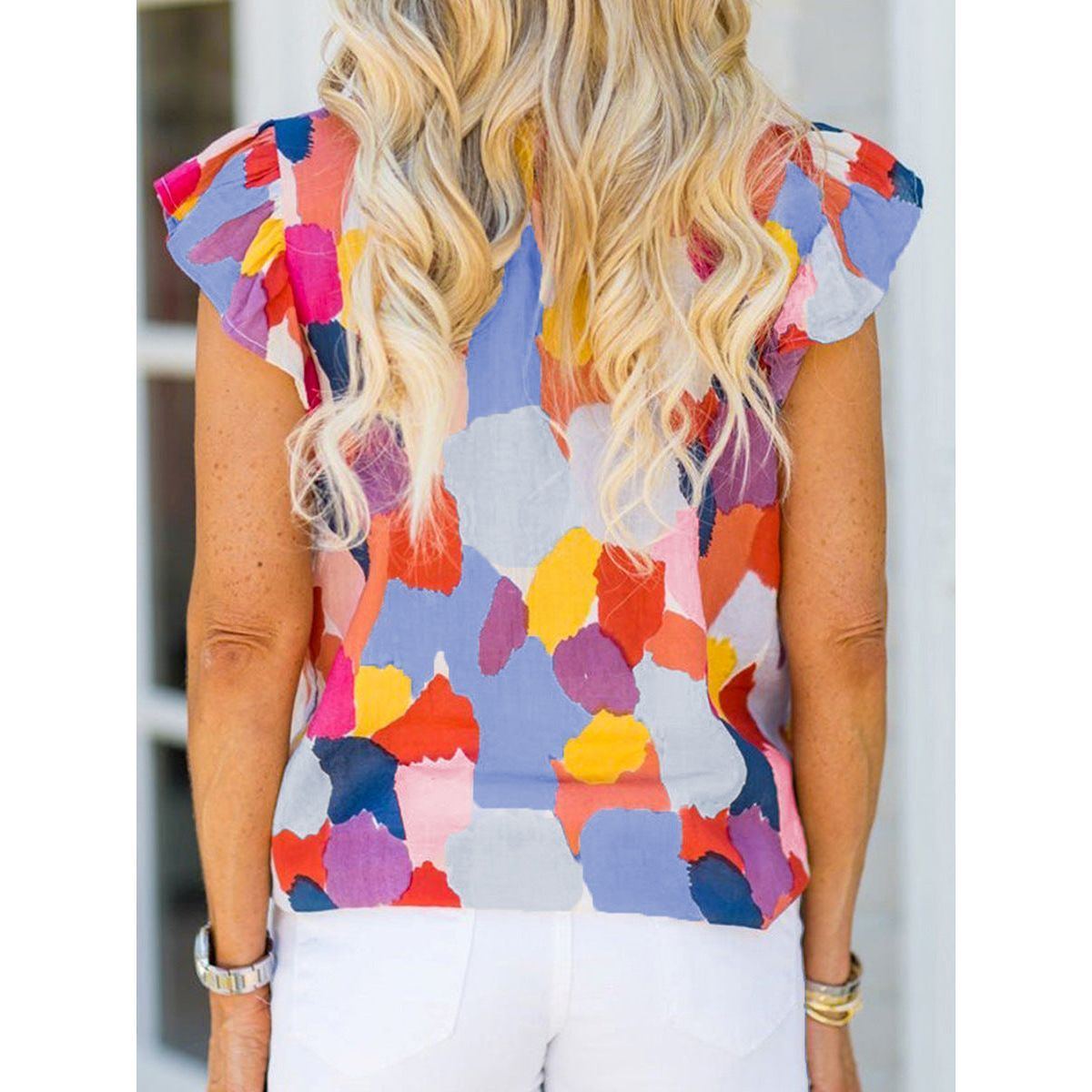 Color Block Contrast Color Short Sleeve T-shirt Female Outerwear Top