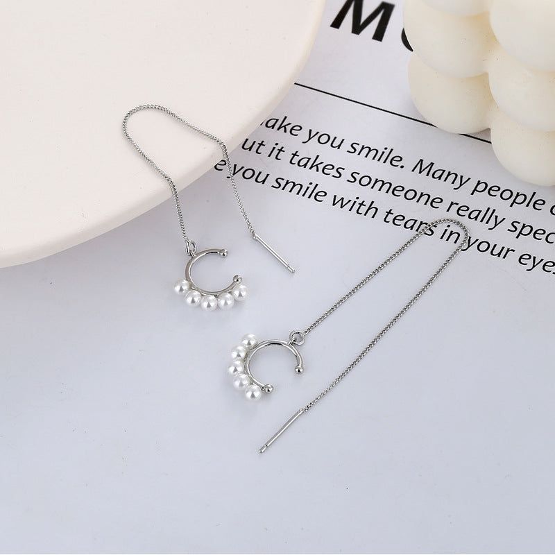 New Chain One-piece Pearl Ear Bone Clip Earrings For Women - Jointcorp