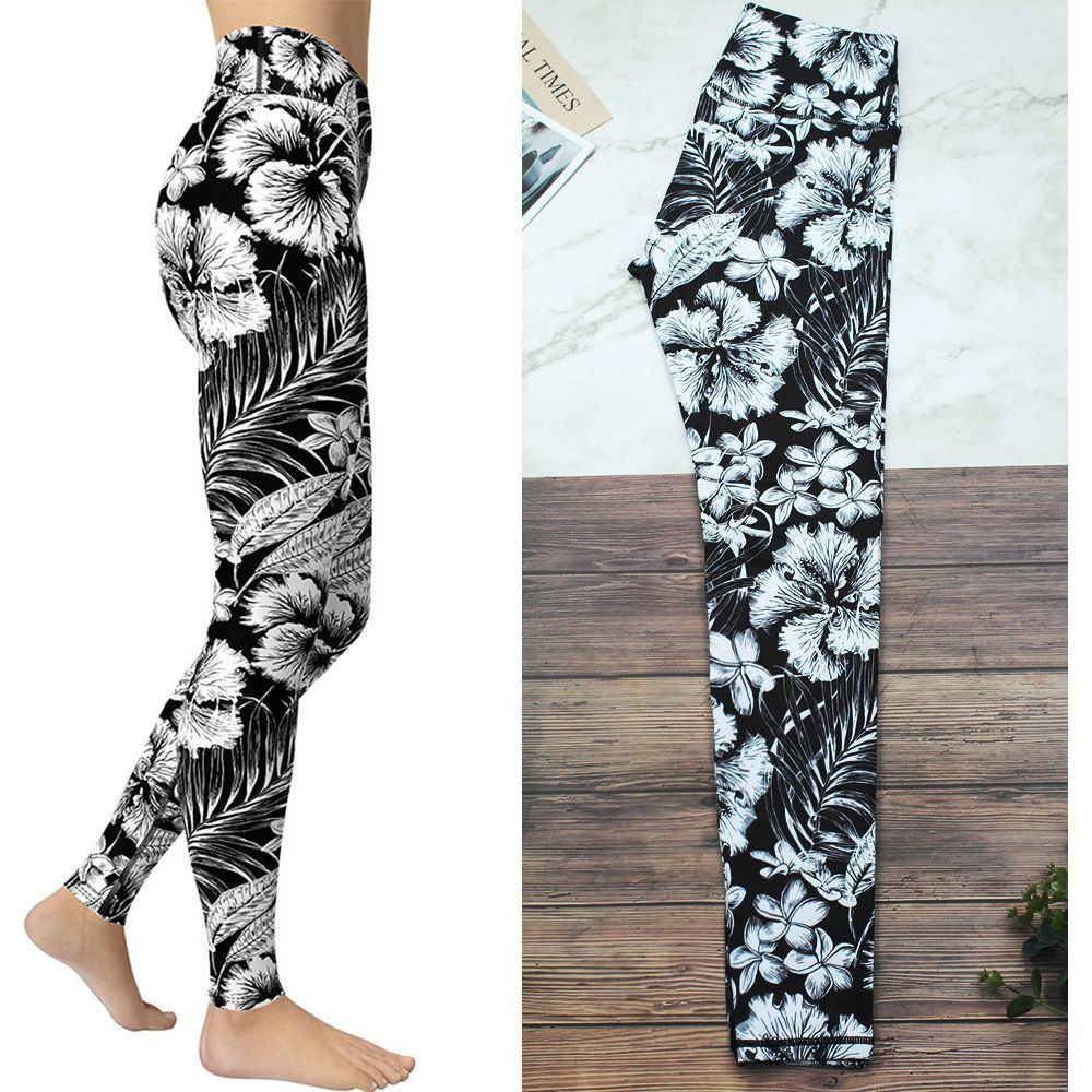 Black And White Color Sports Leggings Yoga Pants - Jointcorp