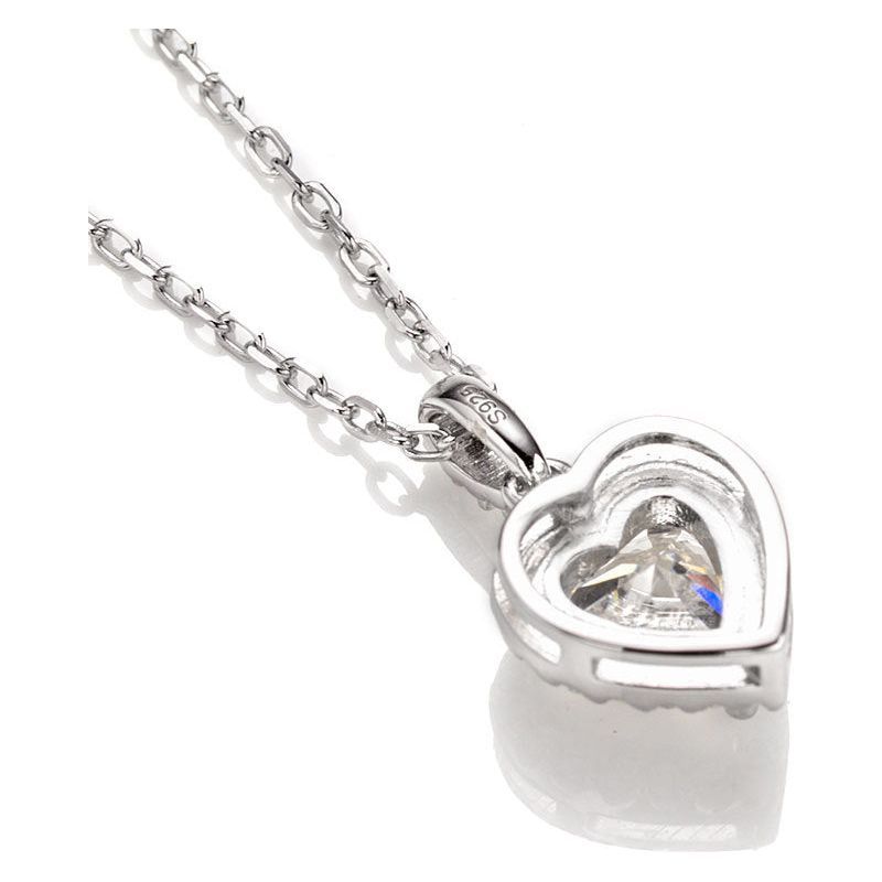 European And American Fashion Heart-shaped Mosang Stone Necklace Women - Jointcorp