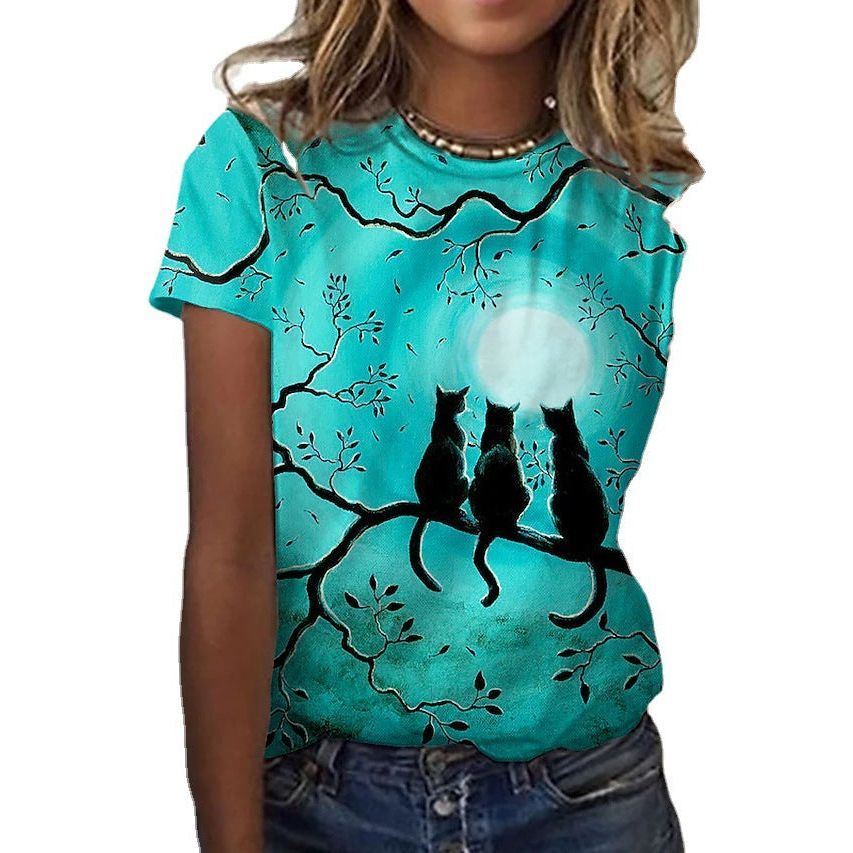 Pattern Painting 3D Printing Short-sleeved Women's T-shirt