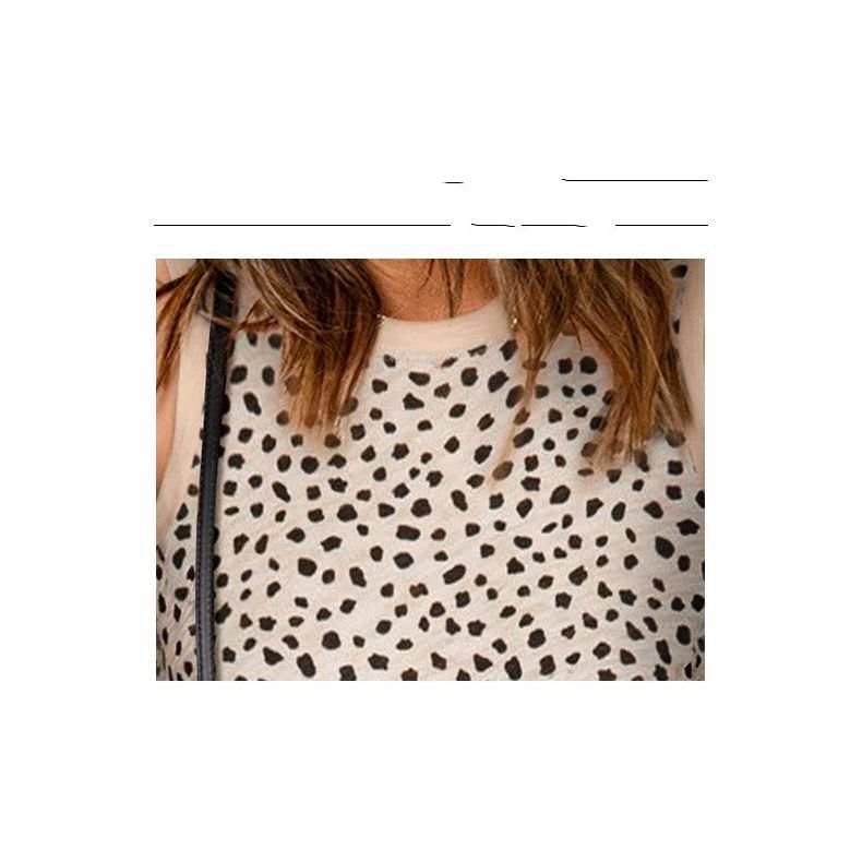 Leopard Print Round Neck Sleeveless Vest For Women