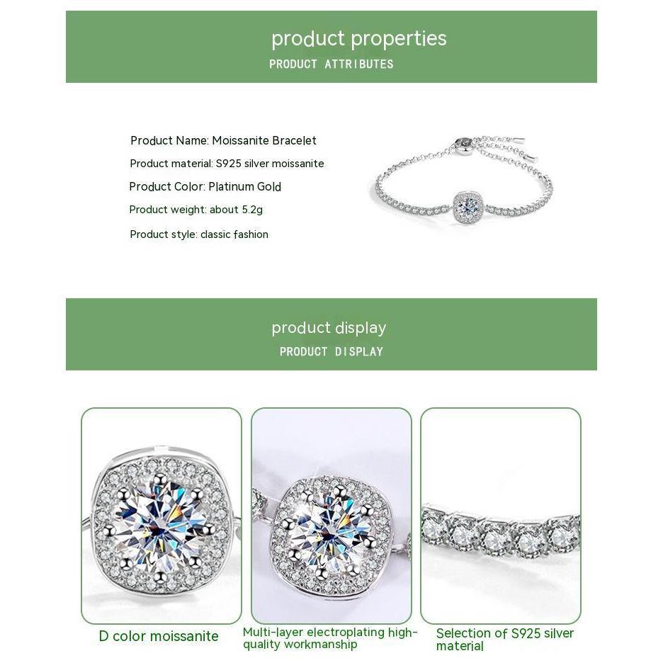 S925 Sterling Silver Inlaid Diamond Bracelet - Jointcorp