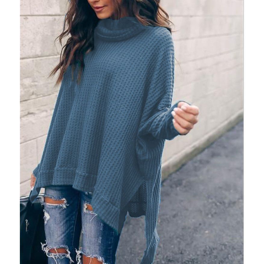 Autumn New Fashion High Collar Long Sleeve Irregular Women's Top Sweater - Jointcorp