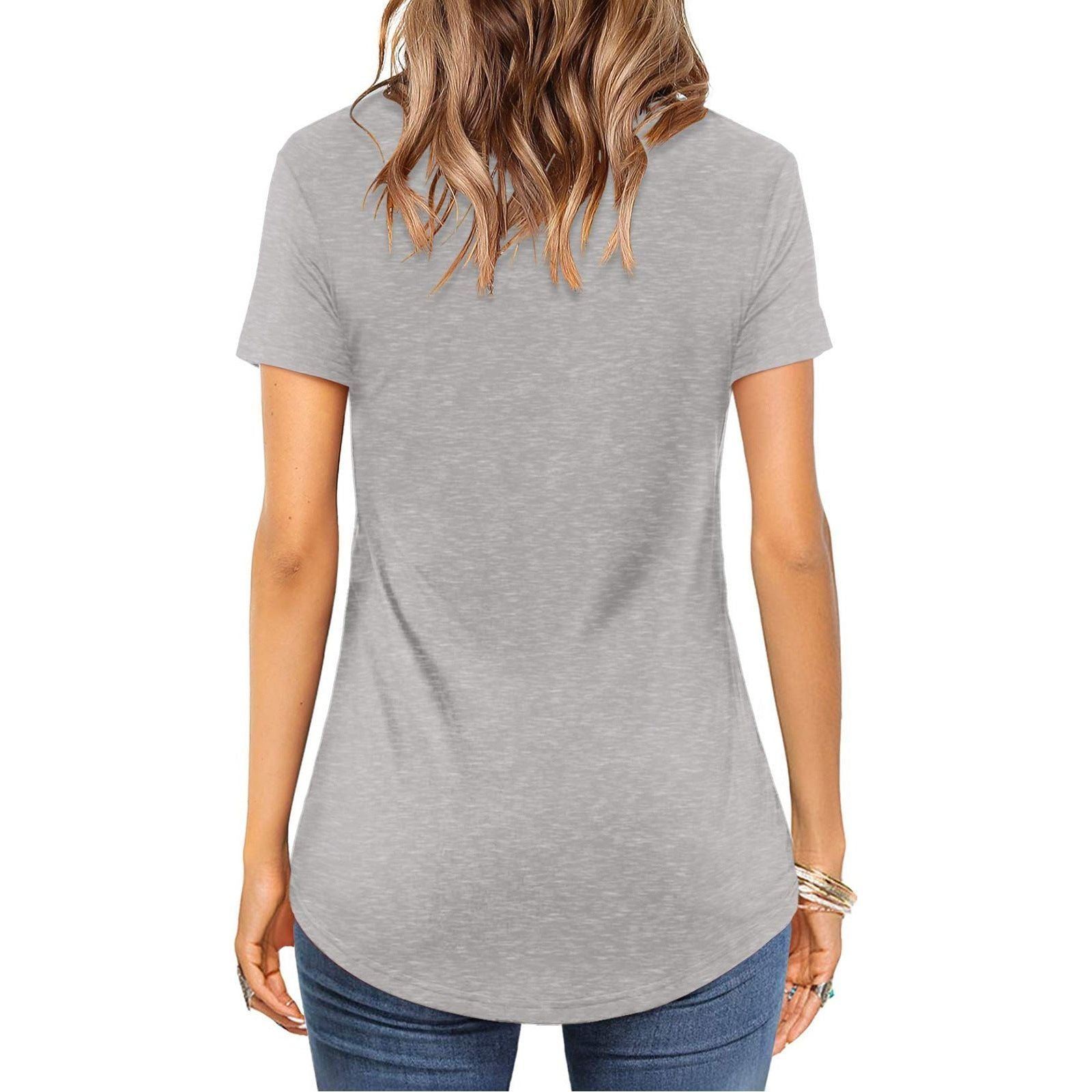 Front Cross VNeck Short Sleeve Loose TShirt Women